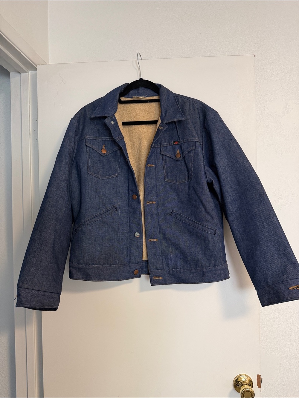 Vintage 70s Men's Sherpa-Lined Denim Red Kap Field Jacket - Blue